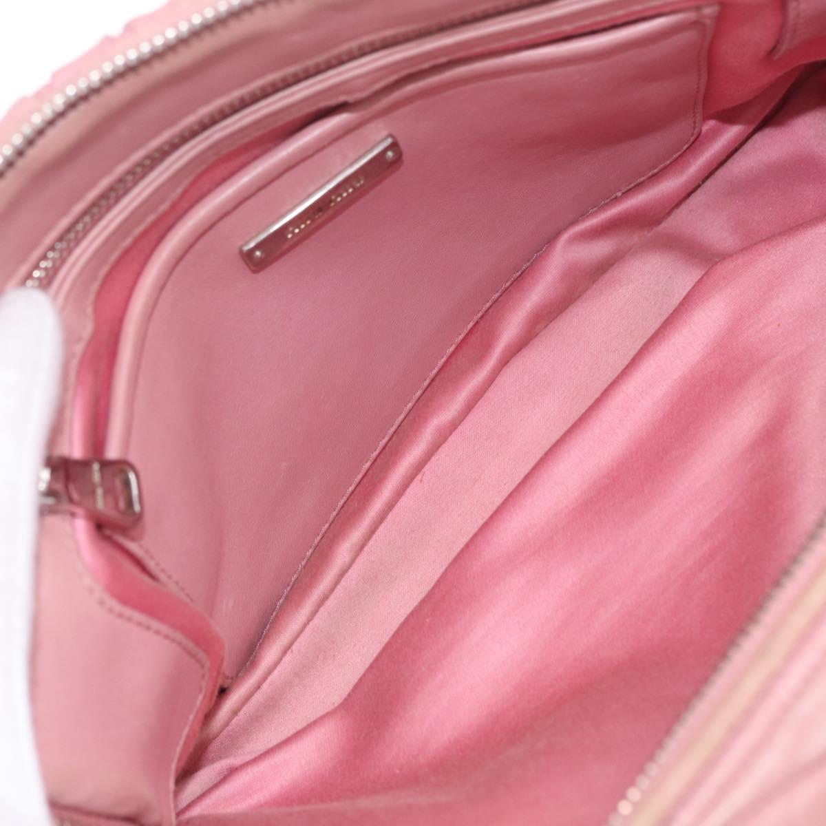 Miu Miu Matelasse Chain Shoulder Bag Leather Pink Silver Auth 213431