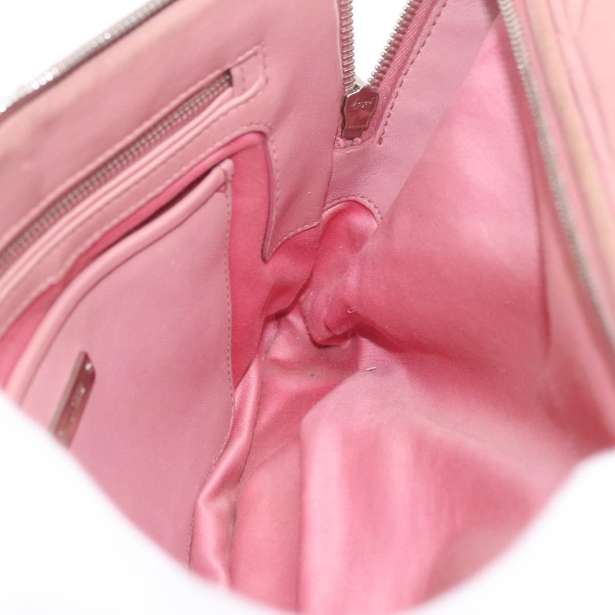 Miu Miu Matelasse Chain Shoulder Bag Leather Pink Silver Auth 213431