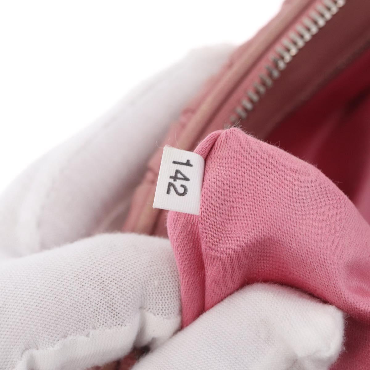 Miu Miu Matelasse Chain Shoulder Bag Leather Pink Silver Auth 213431