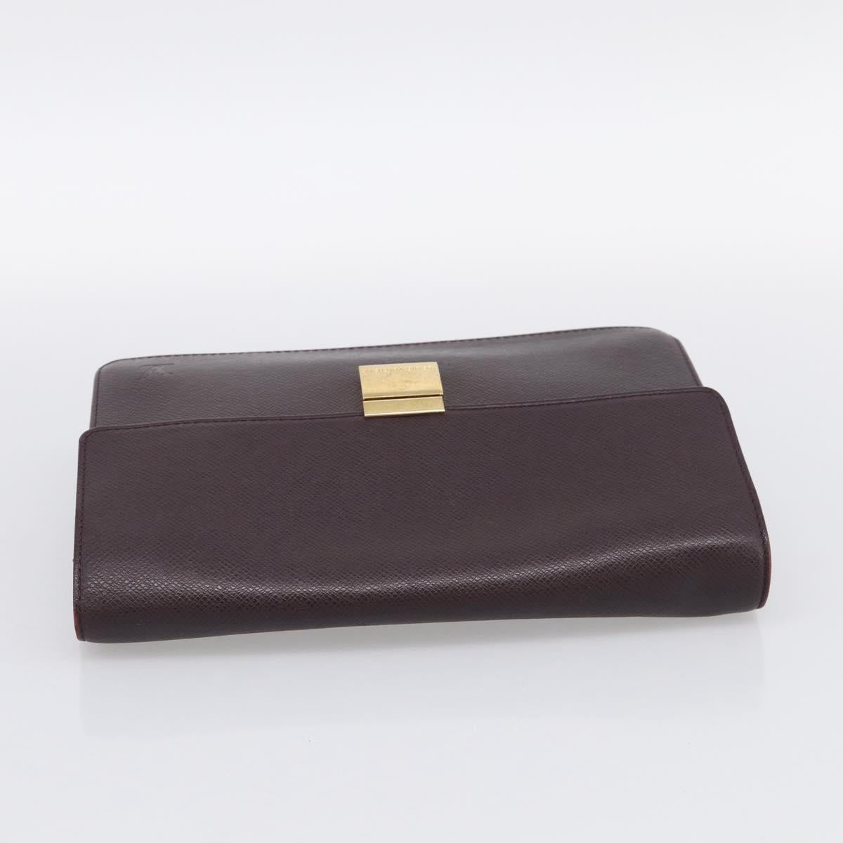 LOUIS VUITTON Taiga Leather Selenga Clutch Bag Acajou M30786 LV Auth 213434A