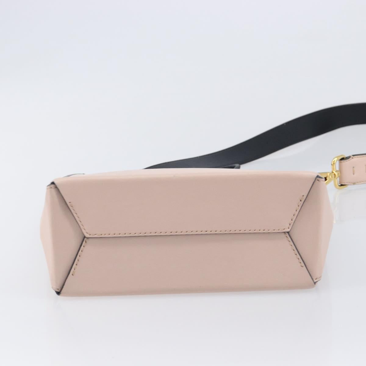 FENDI Hand Bag Leather 2way Pink Gold Auth 213439