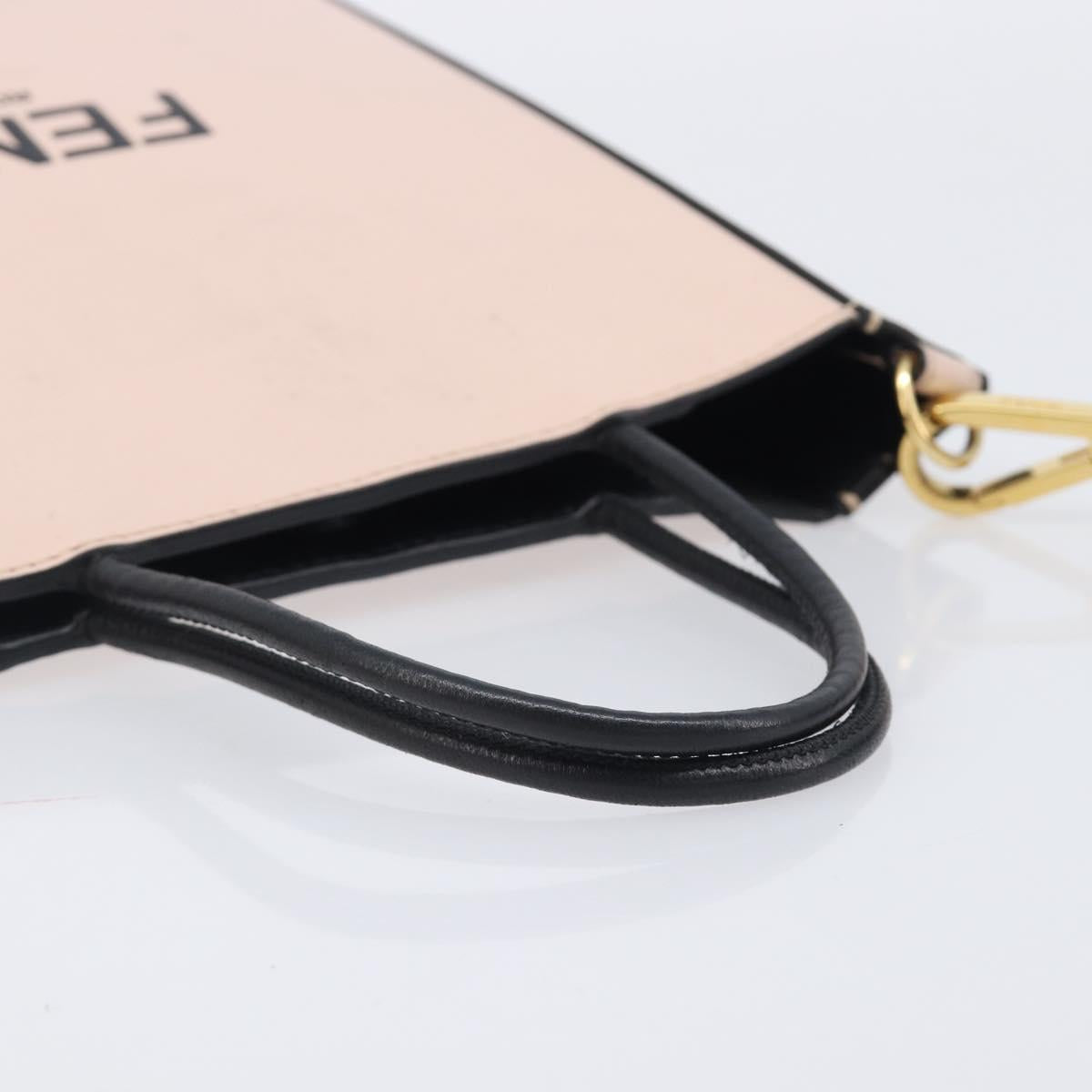 FENDI Hand Bag Leather 2way Pink Gold Auth 213439