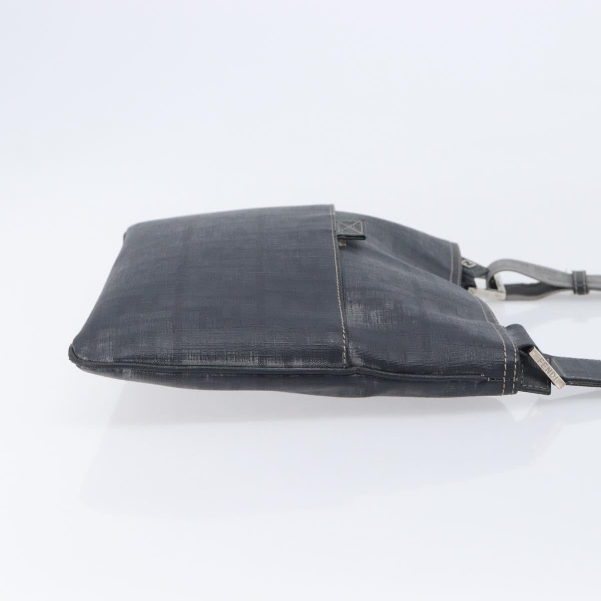 FENDI Zucca Canvas Shoulder Bag PVC Silver Black 7VA247 Auth 213441