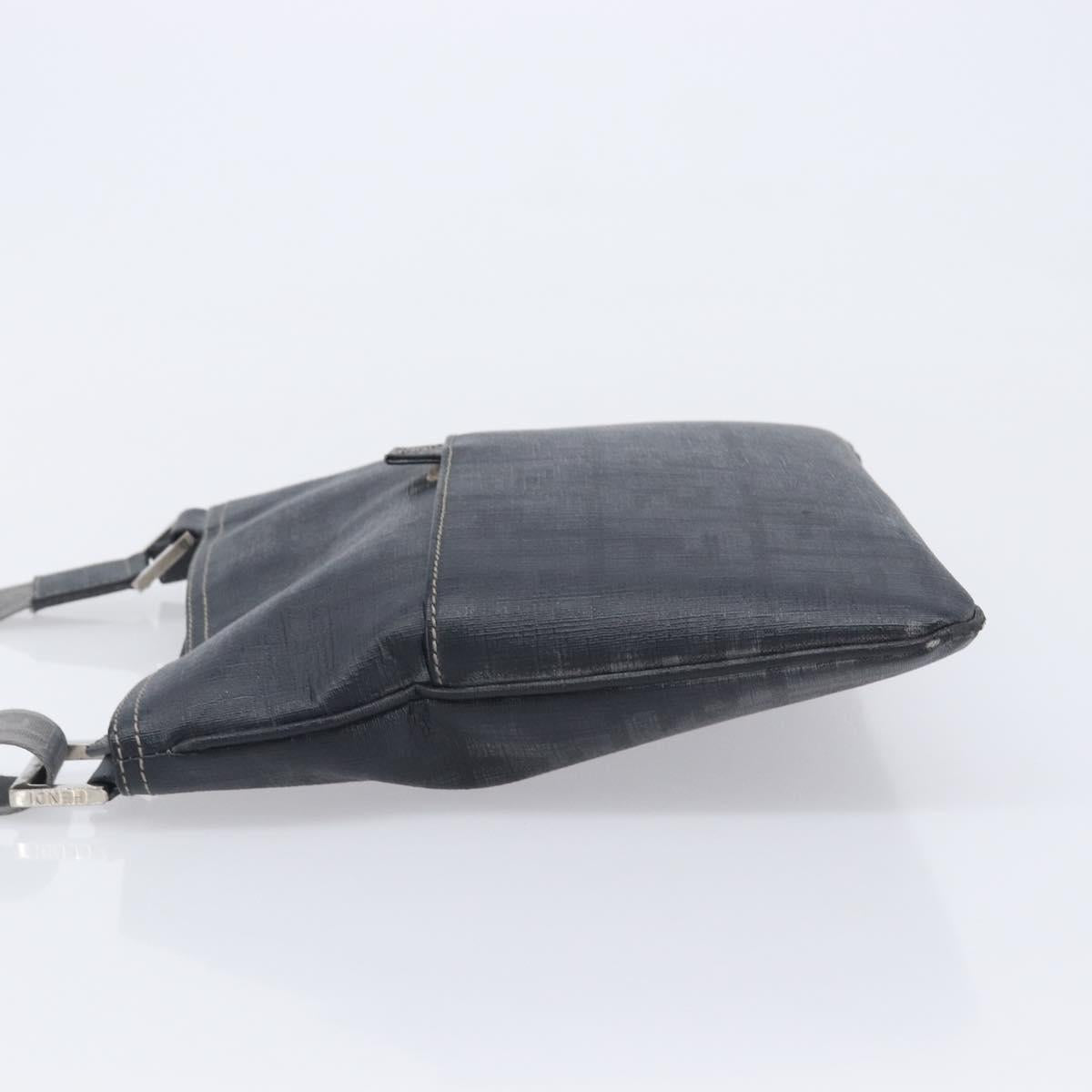 FENDI Zucca Canvas Shoulder Bag PVC Silver Black 7VA247 Auth 213441