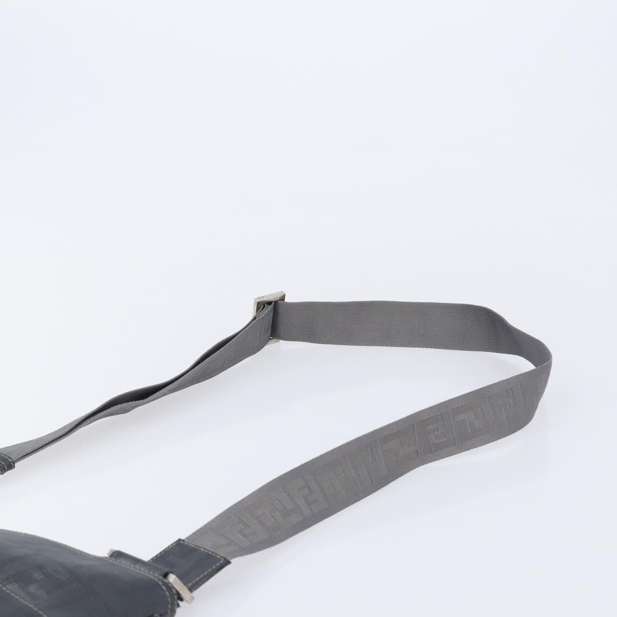 FENDI Zucca Canvas Shoulder Bag PVC Silver Black 7VA247 Auth 213441