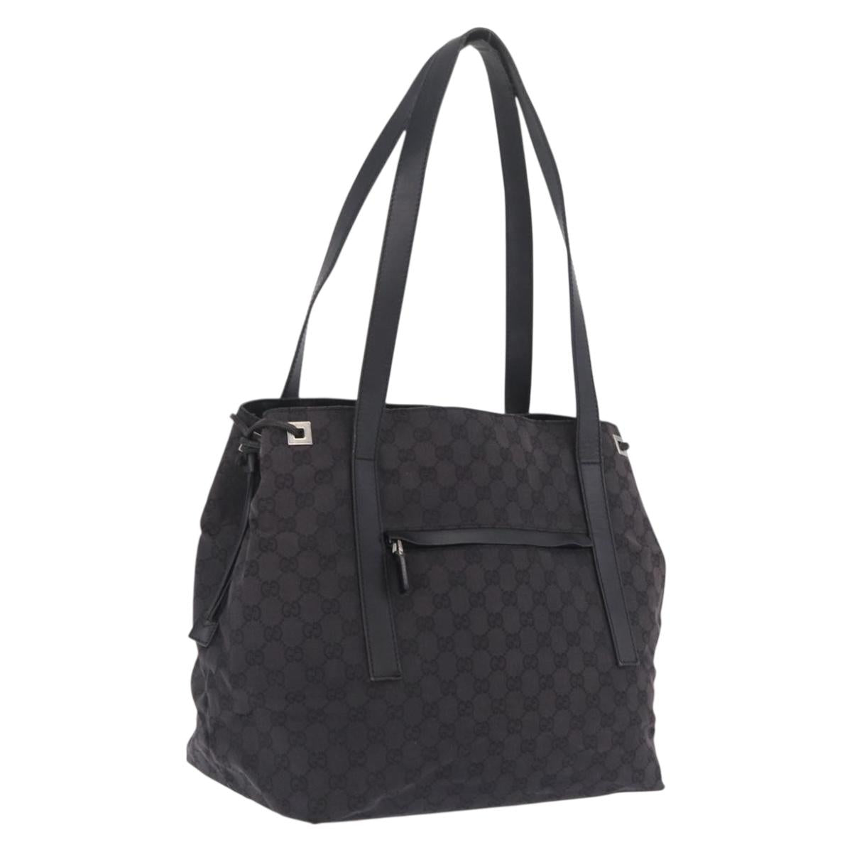 GUCCI GG Canvas Shoulder Bag Black Silver 019 0493 1669 Auth 213443