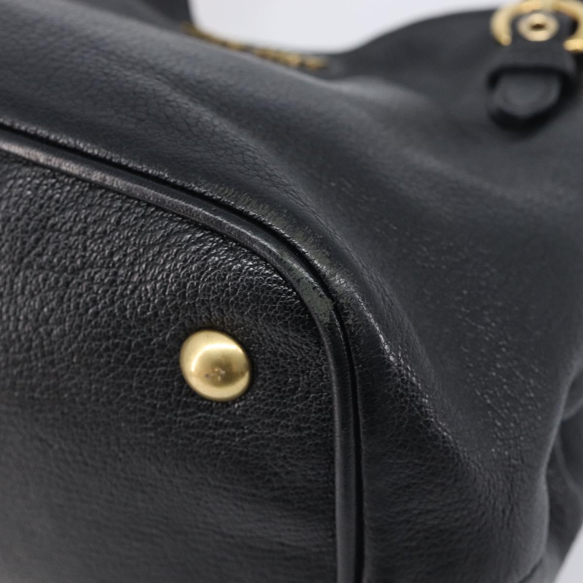 Miu Miu Hand Bag Leather Black Gold Auth 213444