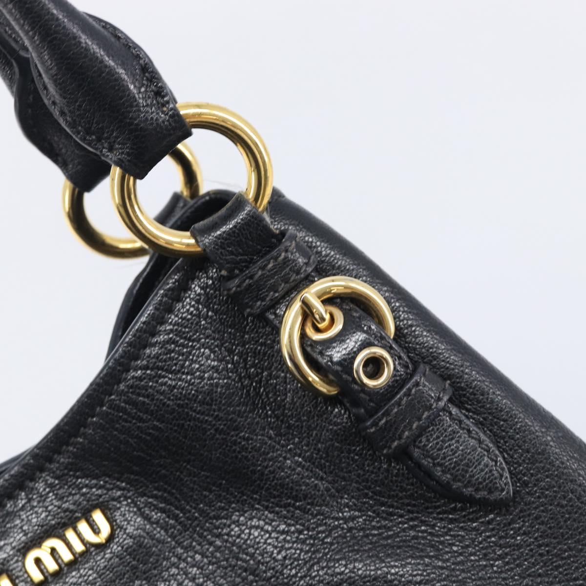Miu Miu Hand Bag Leather Black Gold Auth 213444