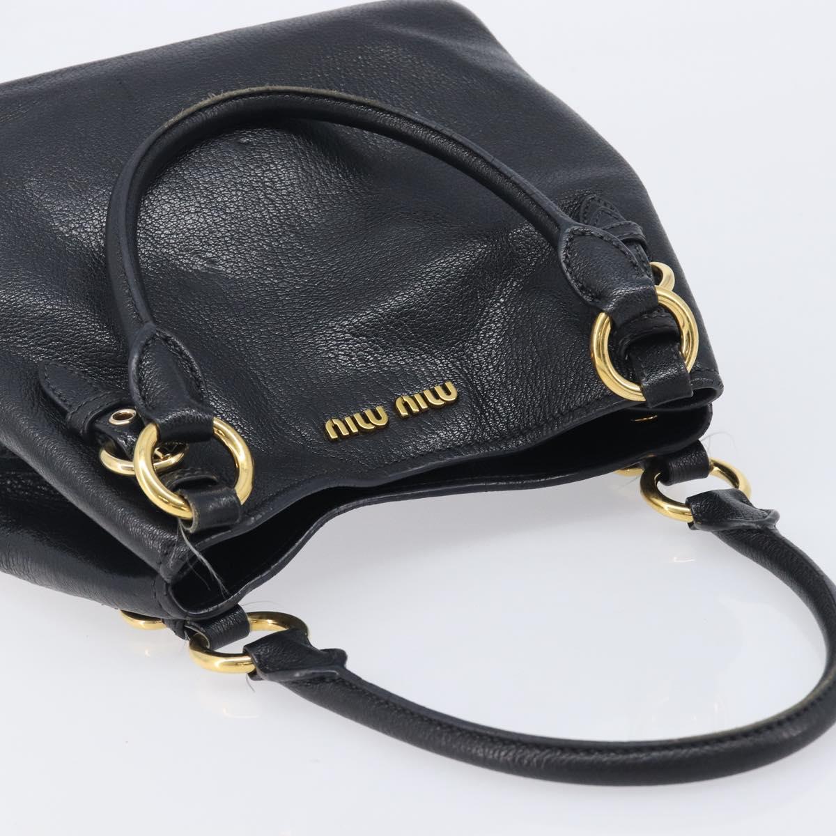 Miu Miu Hand Bag Leather Black Gold Auth 213444