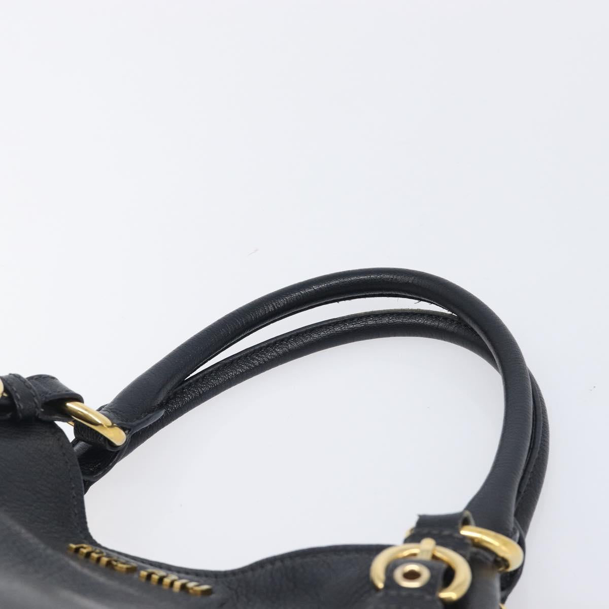 Miu Miu Hand Bag Leather Black Gold Auth 213444