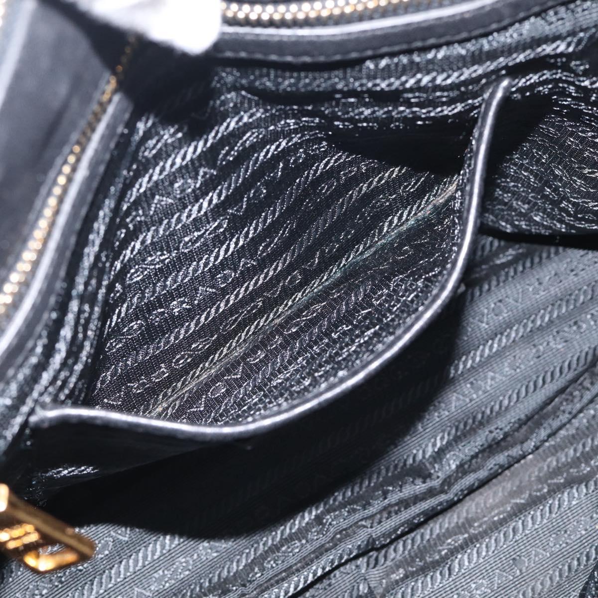 PRADA Gathered Hand Bag Leather 2way Black Gold Auth 213445V