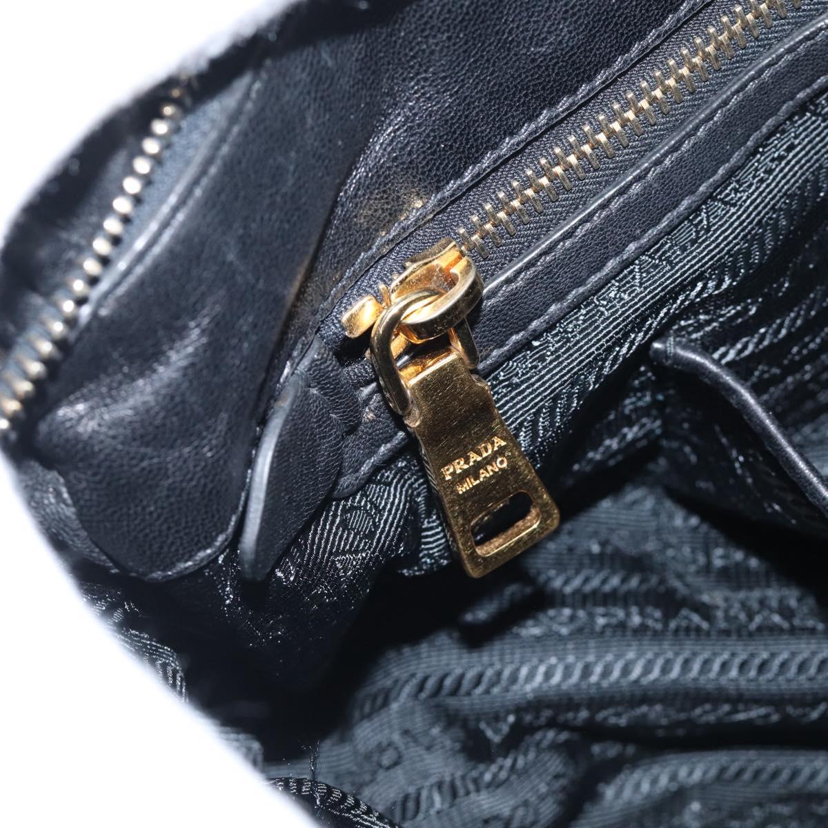 PRADA Gathered Hand Bag Leather 2way Black Gold Auth 213445V