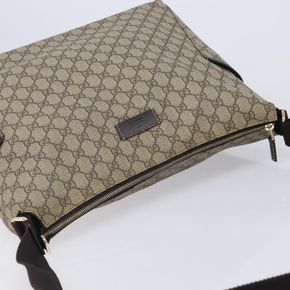 GUCCI GG Supreme Shoulder Bag PVC Beige Gold 201767 Auth 213446