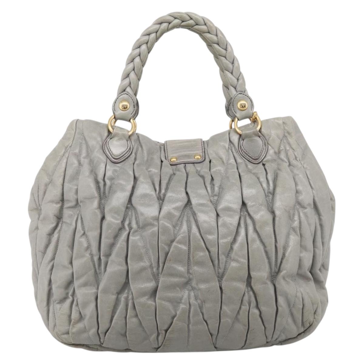 Miu Miu Matelasse Hand Bag Vitellolux 2way Green Gold Auth 213447A