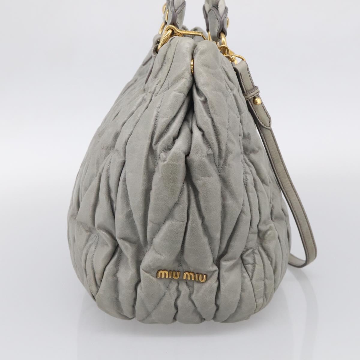 Miu Miu Matelasse Hand Bag Vitellolux 2way Green Gold Auth 213447A