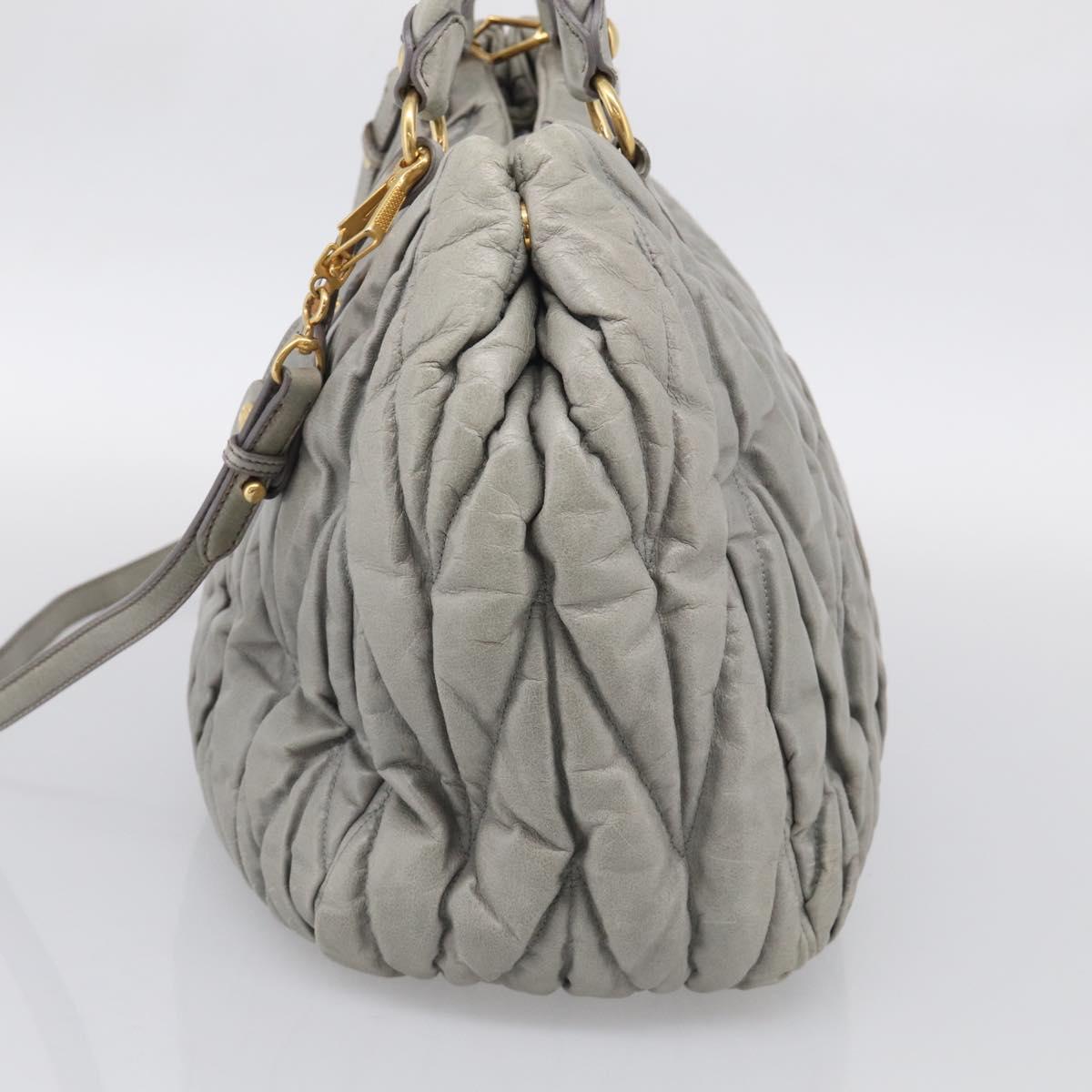 Miu Miu Matelasse Hand Bag Vitellolux 2way Green Gold Auth 213447A
