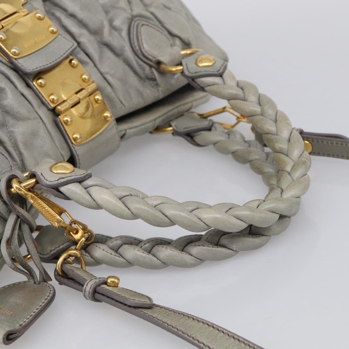 Miu Miu Matelasse Hand Bag Vitellolux 2way Green Gold Auth 213447A