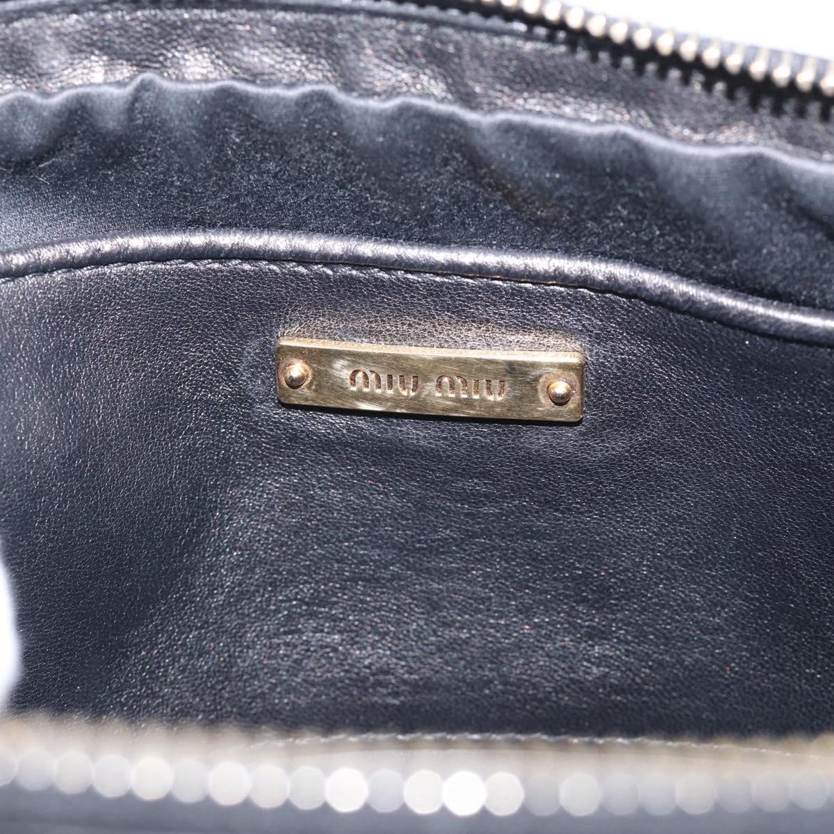 Miu Miu Matelasse Shoulder Bag Leather 2way Black Gold Auth 213449A
