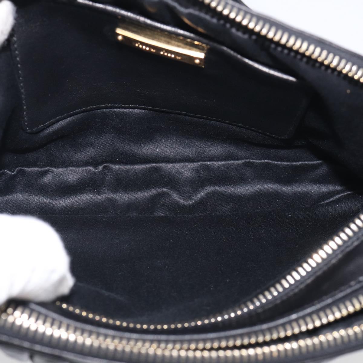 Miu Miu Matelasse Shoulder Bag Leather 2way Black Gold Auth 213449A