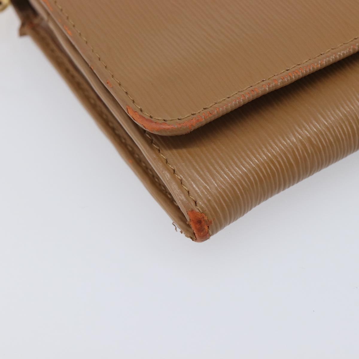 PRADA Chain Shoulder Wallet Leather Brown Gold Auth 213451