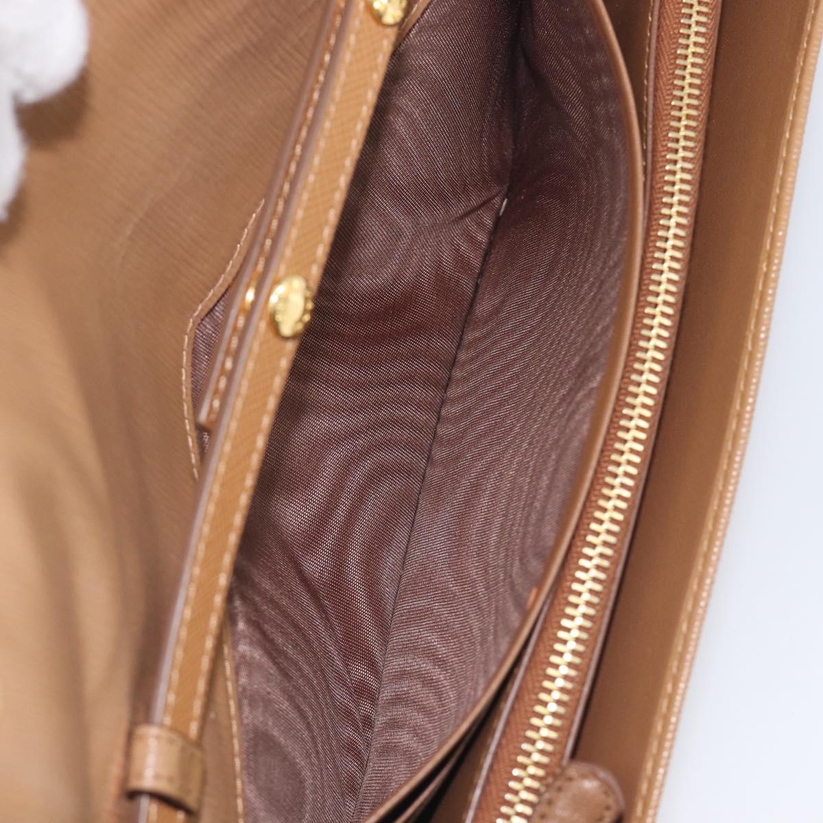 PRADA Chain Shoulder Wallet Leather Brown Gold Auth 213451