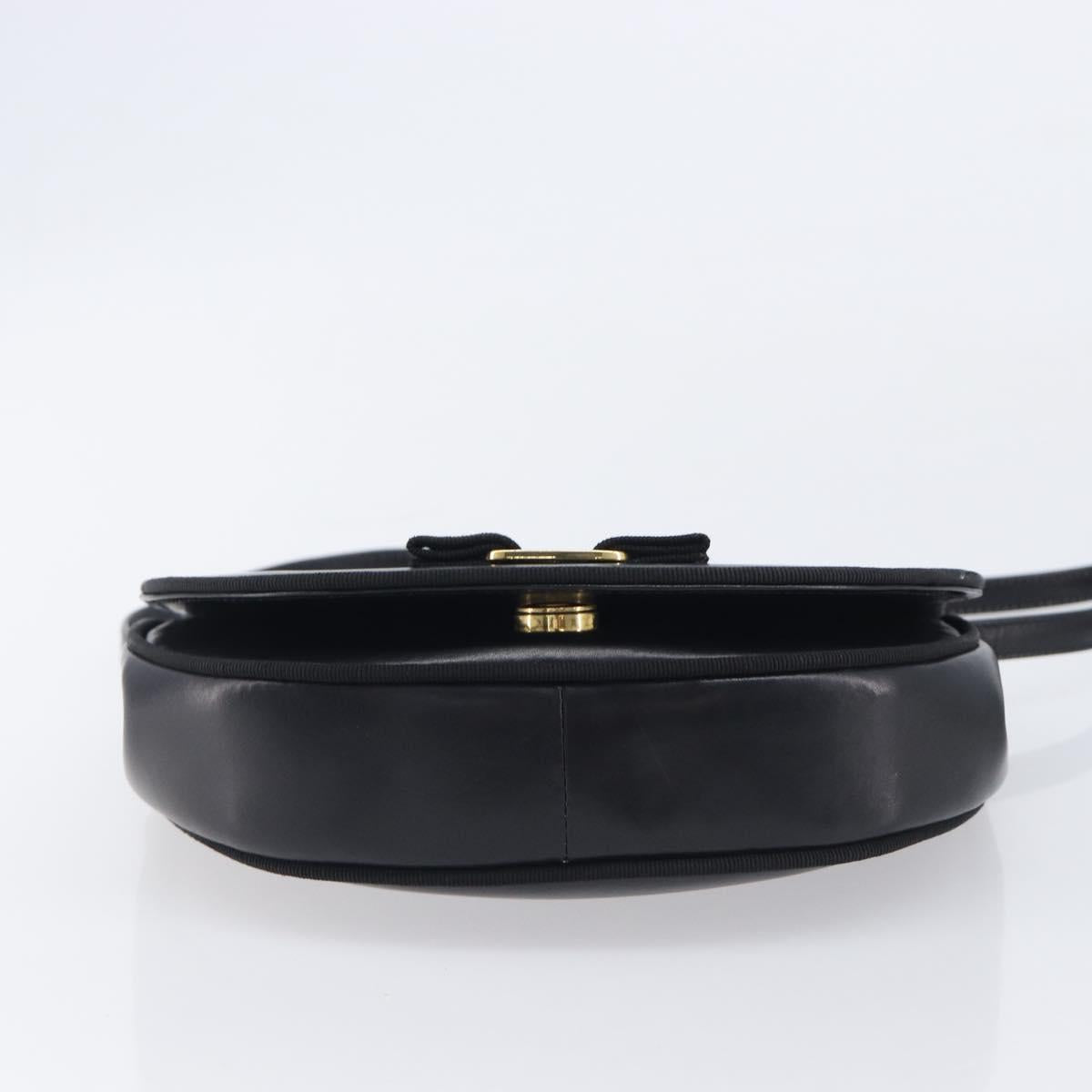 Salvatore Ferragamo Vala Shoulder Bag Leather Black Gold Auth 213457A
