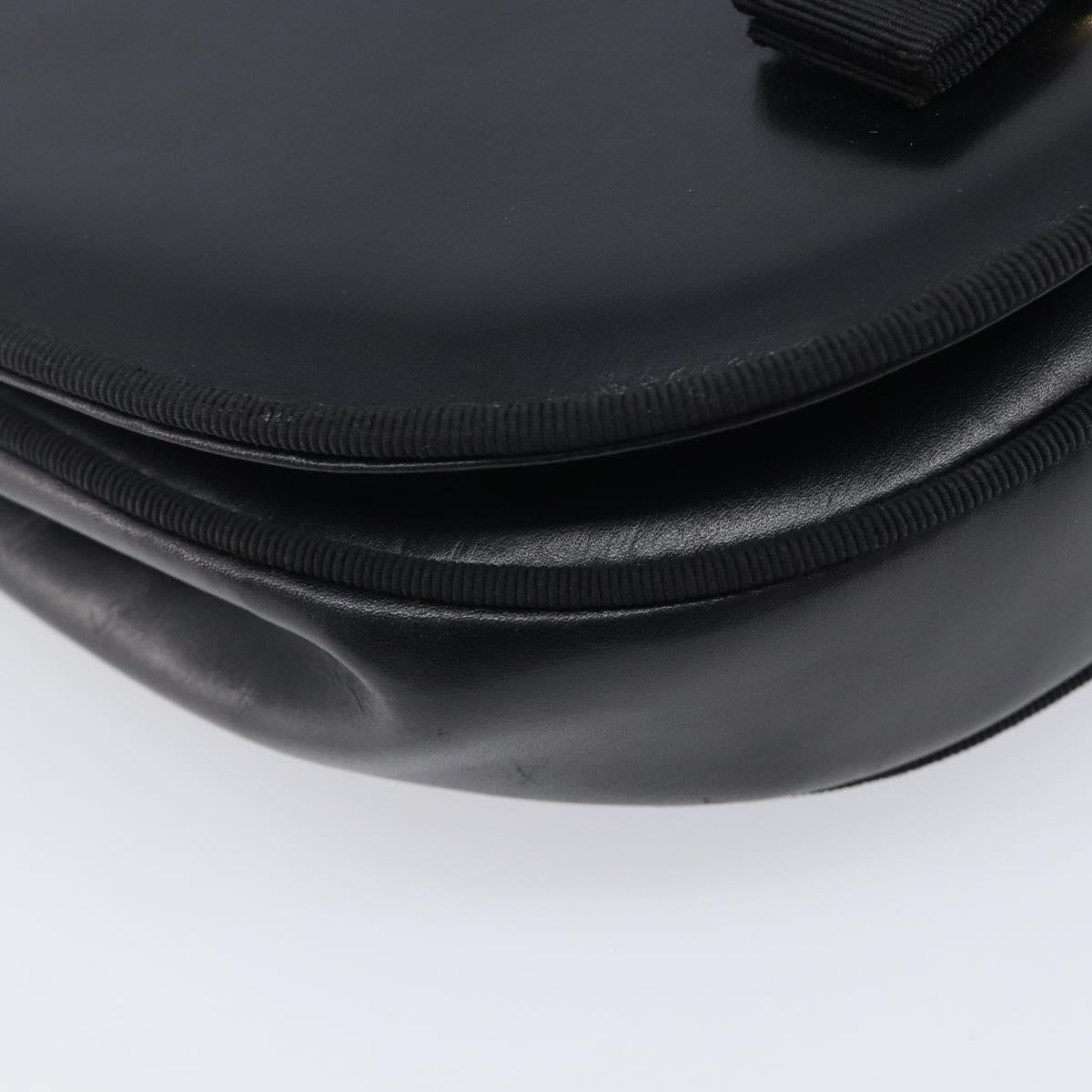 Salvatore Ferragamo Vala Shoulder Bag Leather Black Gold Auth 213457A