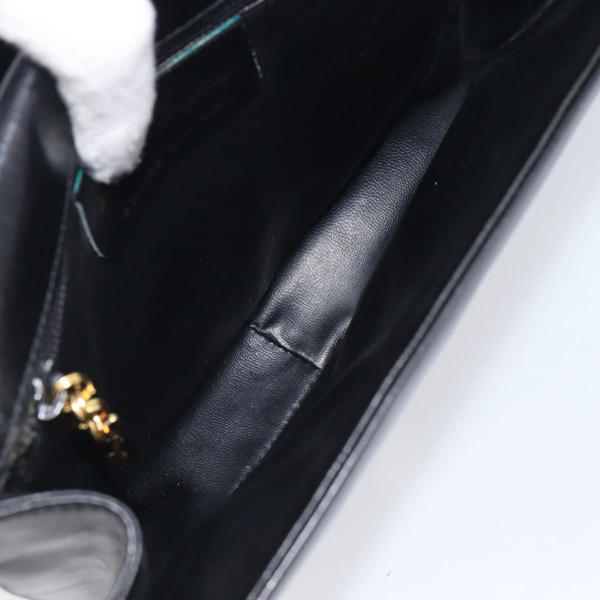 Salvatore Ferragamo Vala Shoulder Bag Leather Black Gold Auth 213457A