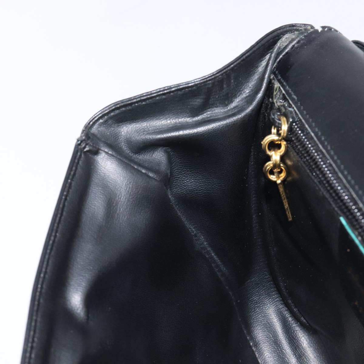 Salvatore Ferragamo Vala Shoulder Bag Leather Black Gold Auth 213457A