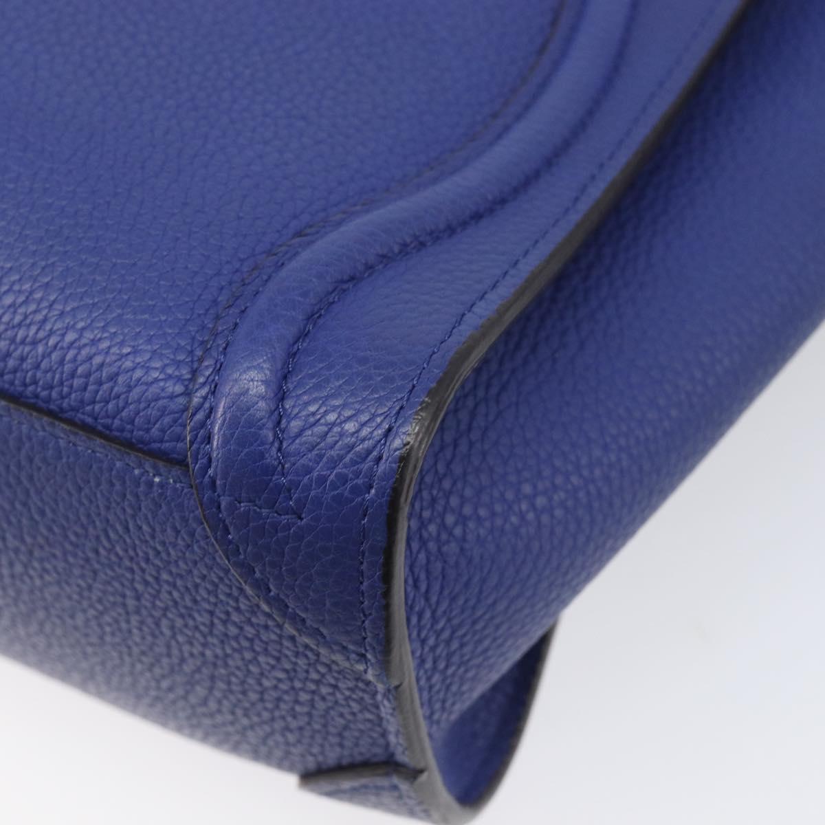 CELINE Luggage Nano Shopper Hand Bag Leather 2way Blue Gold Auth 213458A