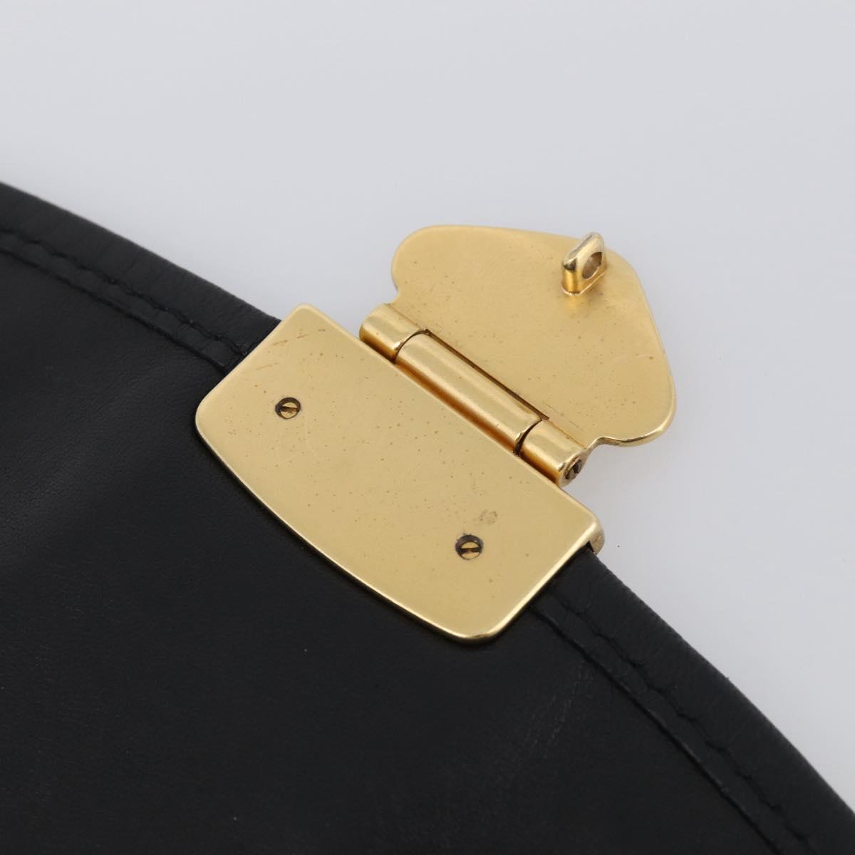 Miu Miu Gathered Hand Bag Leather 2way Black Gold Auth 213459V