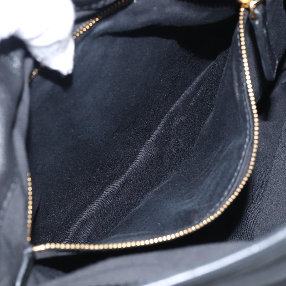 Miu Miu Gathered Hand Bag Leather 2way Black Gold Auth 213459V