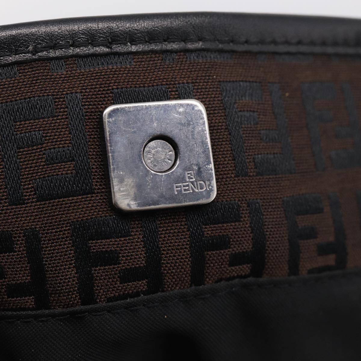 FENDI Zucchino Canvas Tote Bag Black Silver Auth 213460A