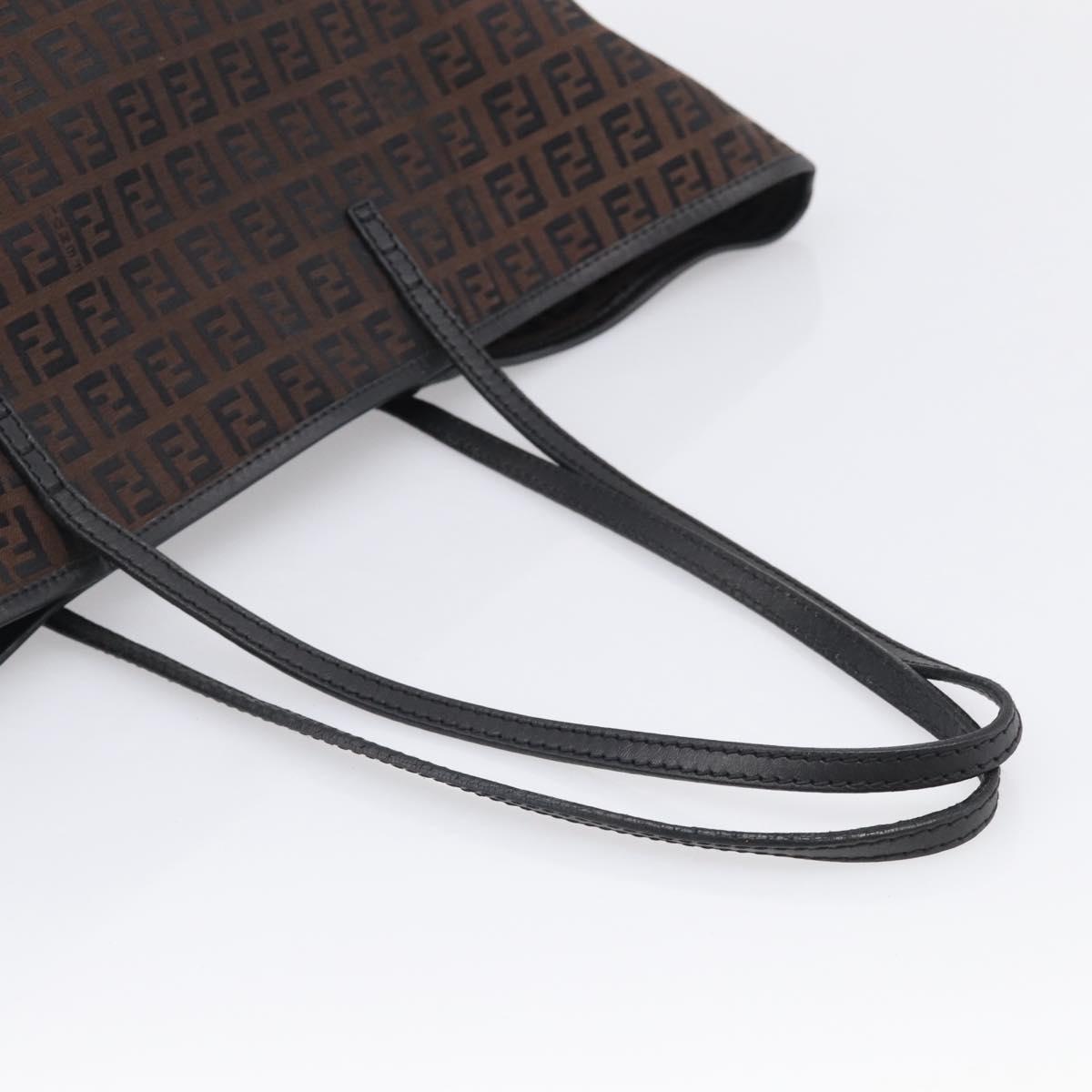 FENDI Zucchino Canvas Tote Bag Black Silver Auth 213460A