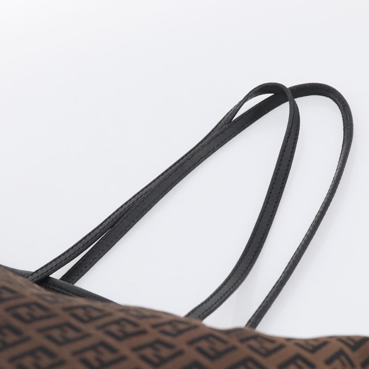 FENDI Zucchino Canvas Tote Bag Black Silver Auth 213460A