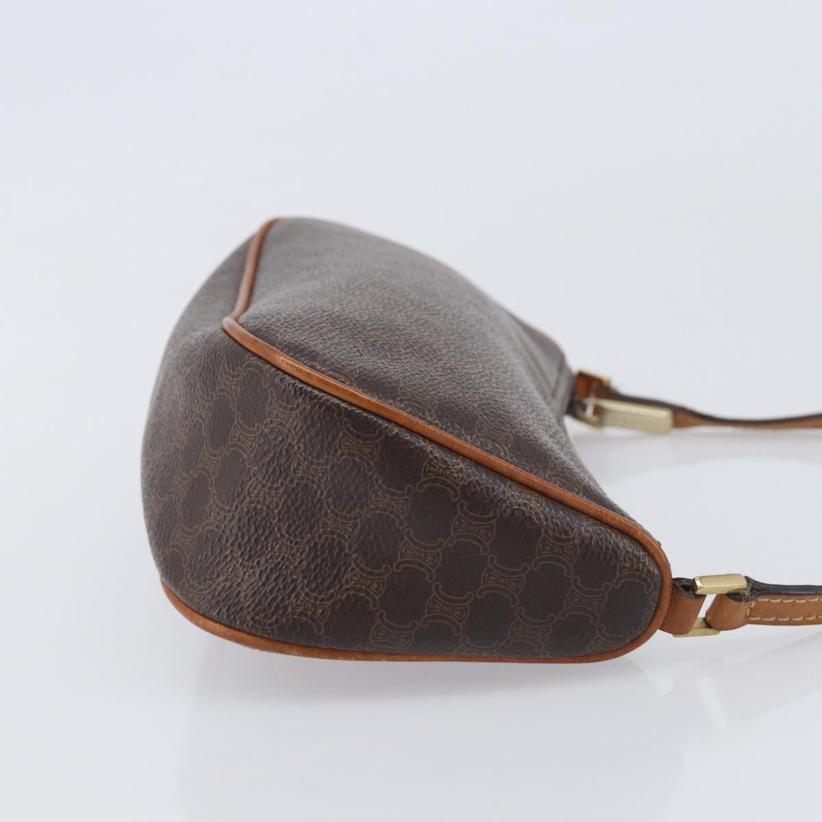CELINE Macadam Canvas Shoulder Bag PVC Leather Brown Gold Auth 213462