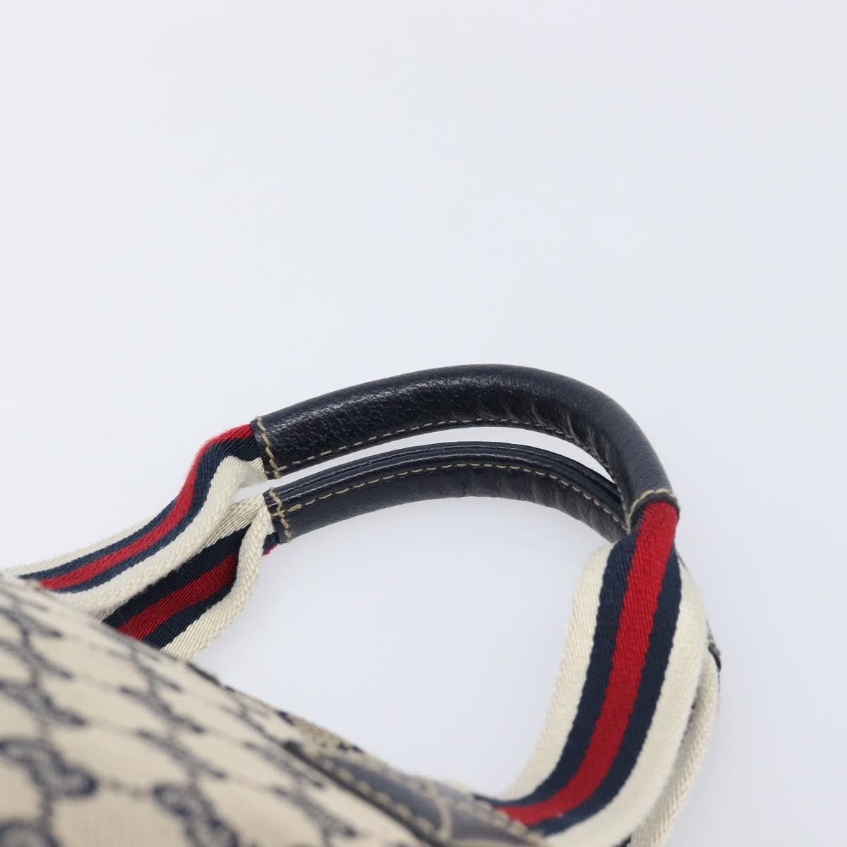 GUCCI GG Canvas Sherry Line Hand Bag Navy Silver 131228 Auth 213464A