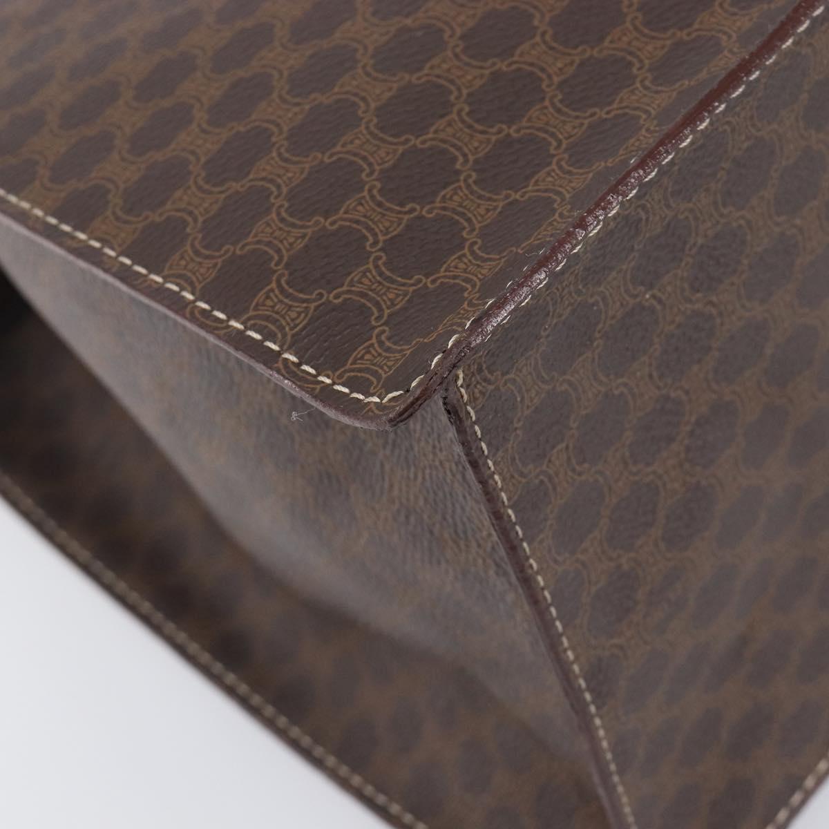 CELINE Macadam Canvas Hand Bag PVC Leather Brown Gold Auth 213465