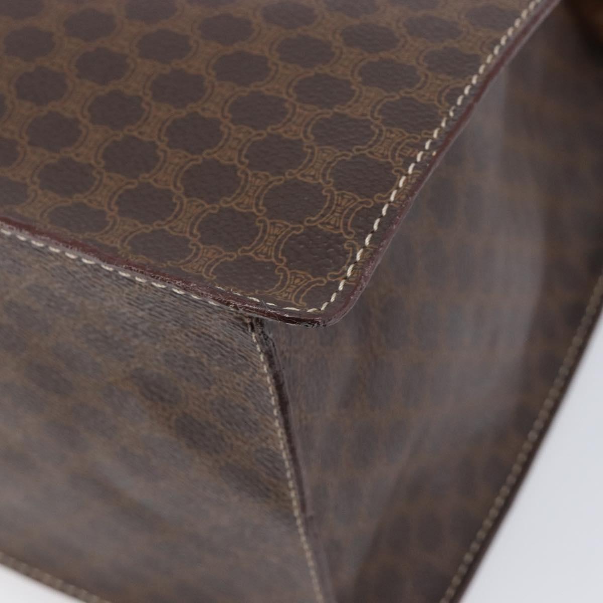 CELINE Macadam Canvas Hand Bag PVC Leather Brown Gold Auth 213465