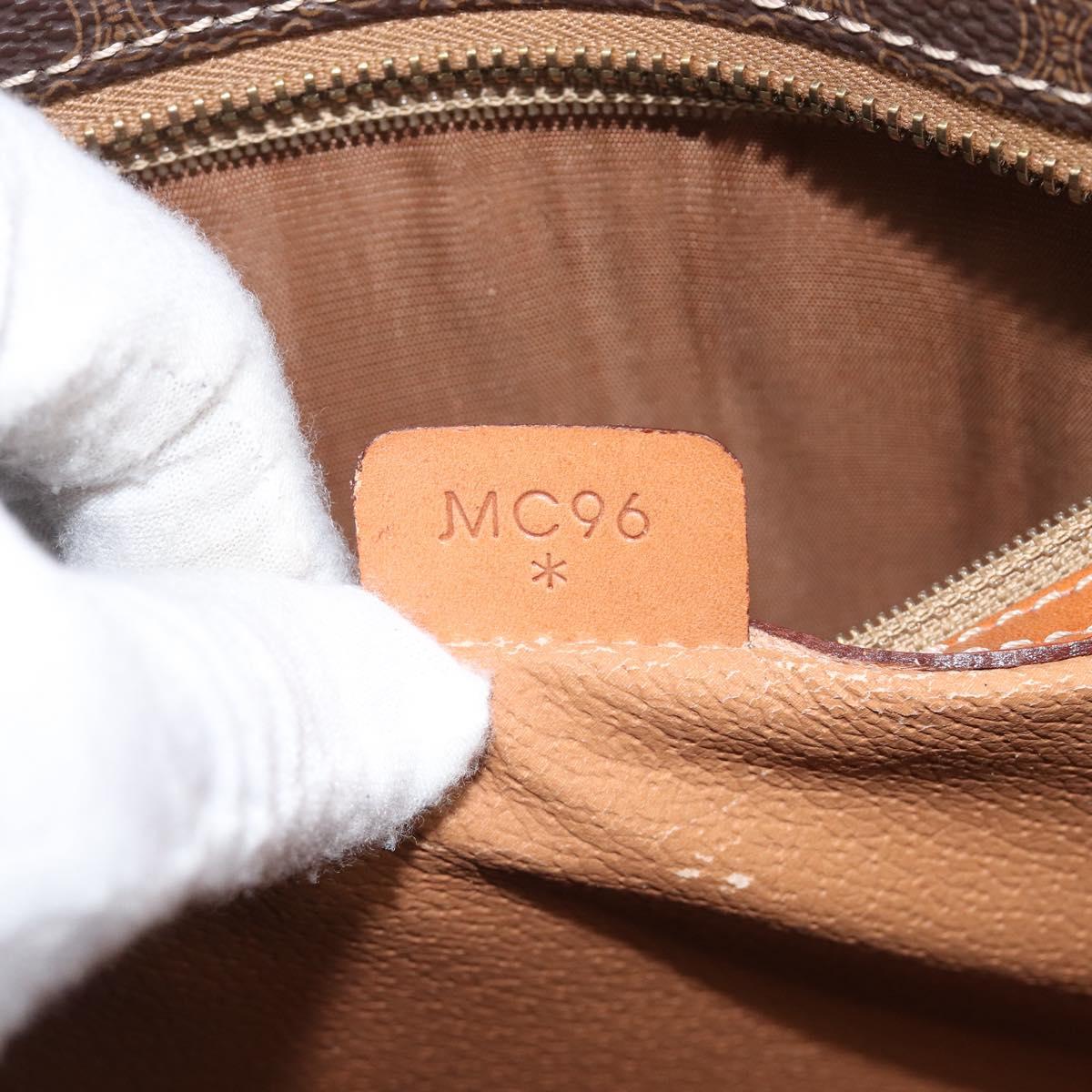 CELINE Macadam Canvas Hand Bag PVC Leather Brown Gold Auth 213465