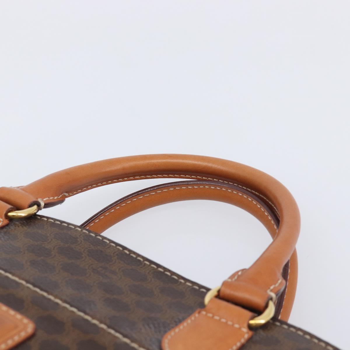 CELINE Macadam Canvas Hand Bag PVC Leather Brown Gold Auth 213465