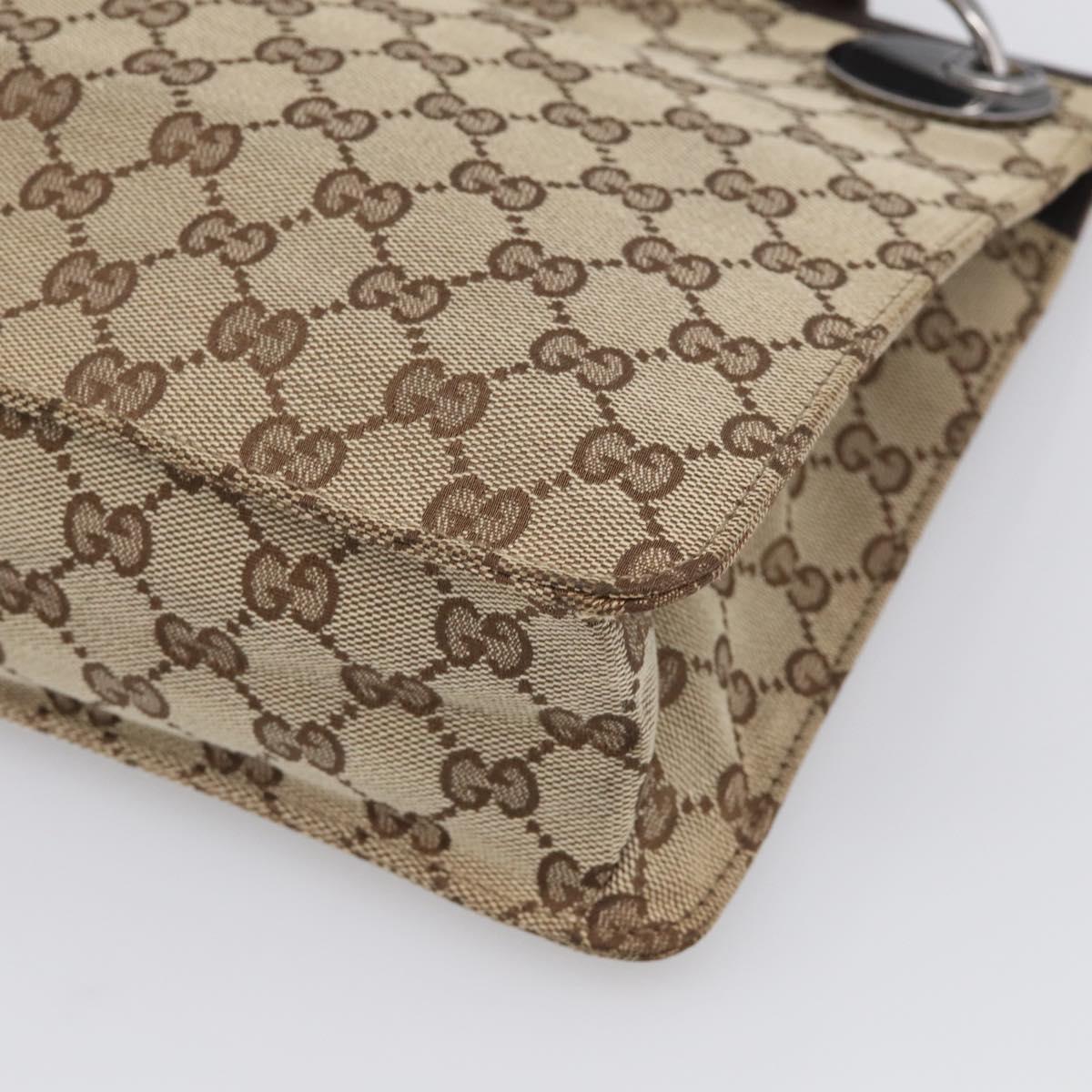 GUCCI GG Canvas Shoulder Bag Beige Silver 120841 Auth 213466