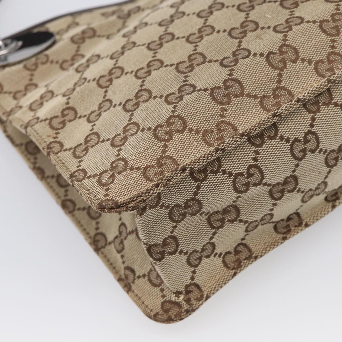 GUCCI GG Canvas Shoulder Bag Beige Silver 120841 Auth 213466