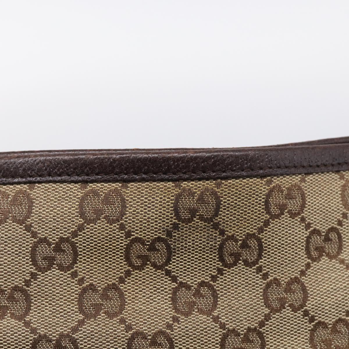 GUCCI GG Canvas Shoulder Bag Beige Silver 120841 Auth 213466