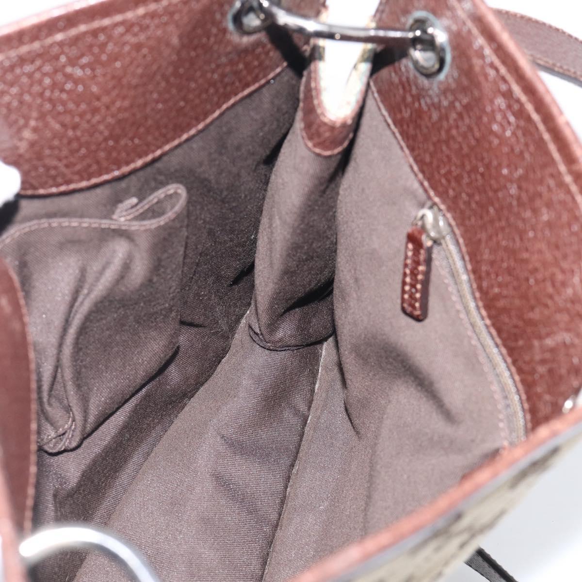 GUCCI GG Canvas Shoulder Bag Beige Silver 120841 Auth 213466