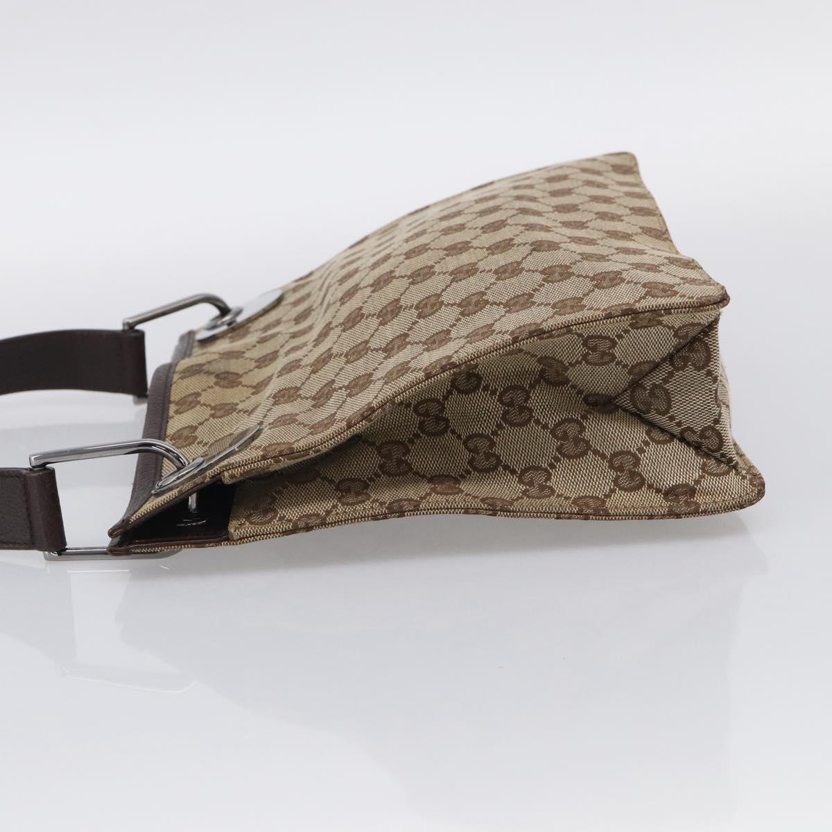 GUCCI GG Canvas Shoulder Bag Beige Silver 120841 Auth 213466