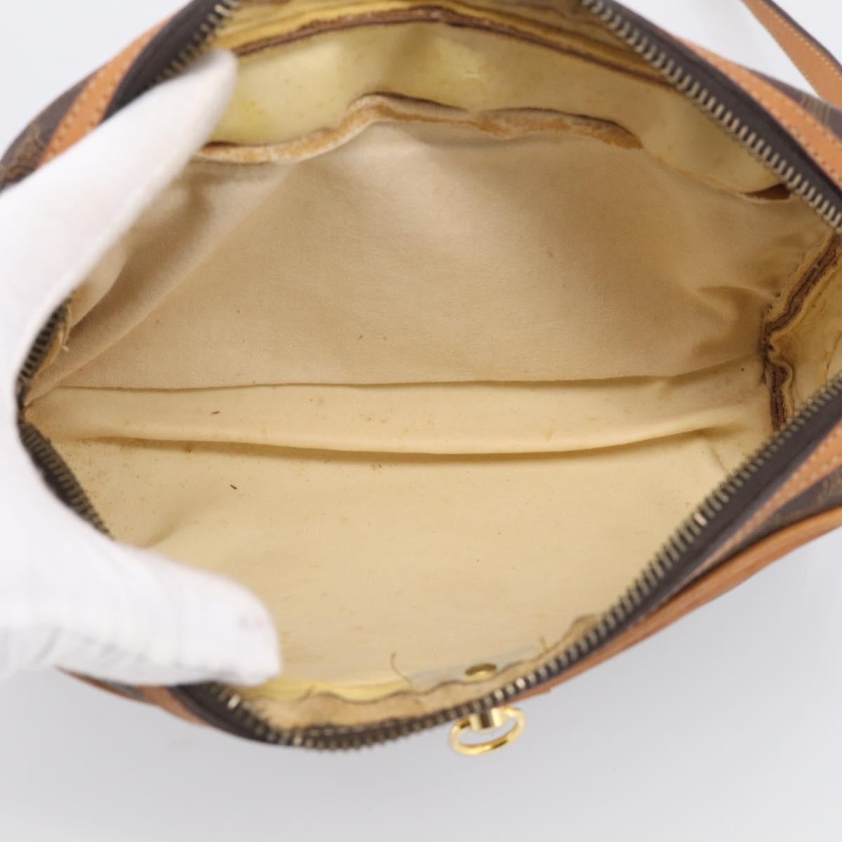 CELINE Macadam Canvas Shoulder Bag PVC Leather Brown Gold Auth 213471