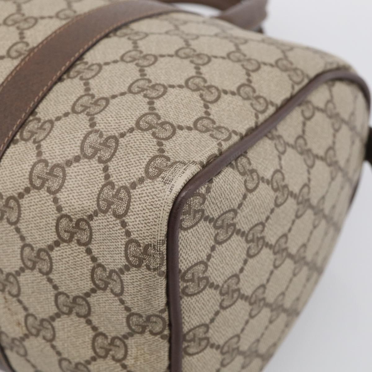 GUCCI GG Supreme Web Sherry Line Boston Bag PVC Beige Gold 39 02 007 Auth 213472