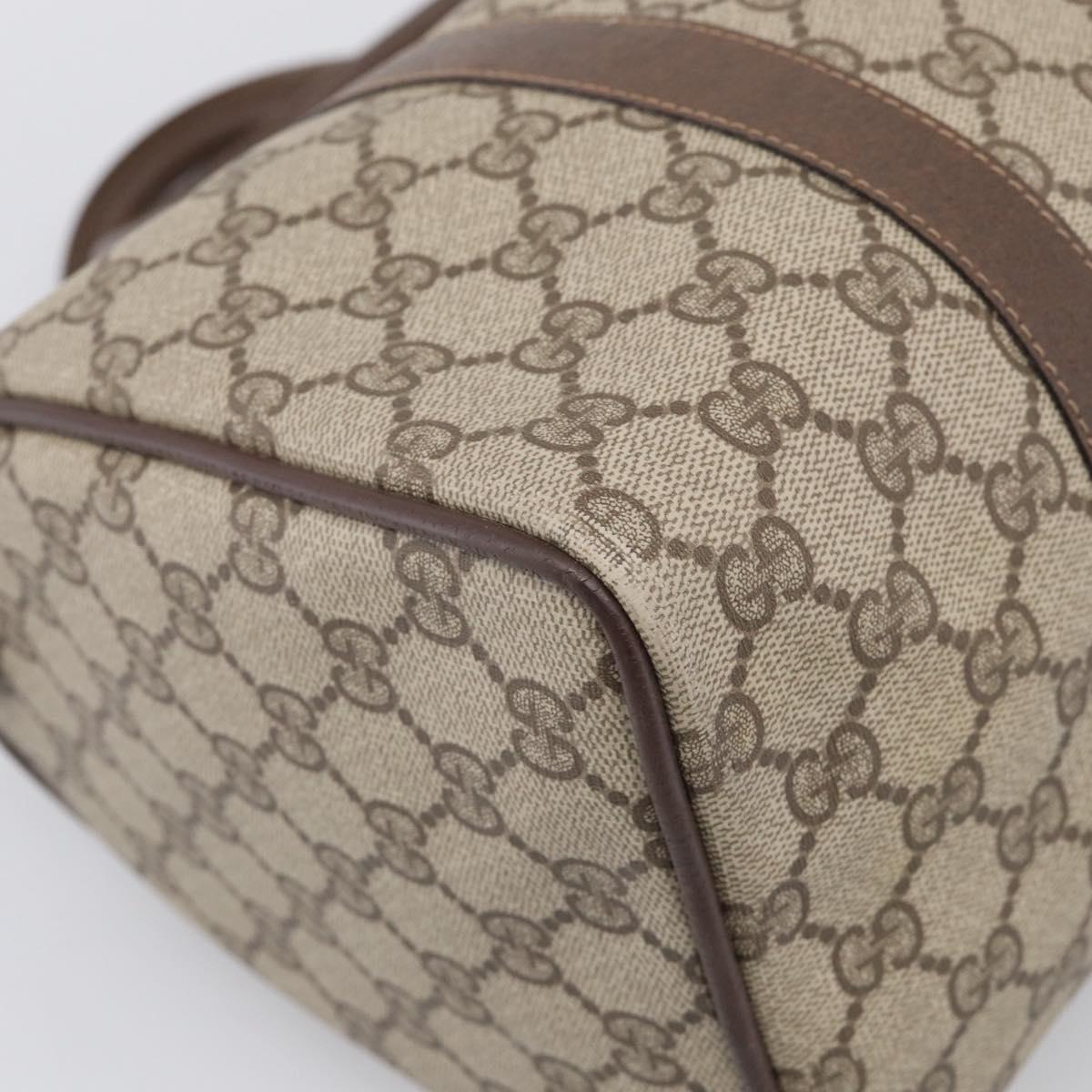 GUCCI GG Supreme Web Sherry Line Boston Bag PVC Beige Gold 39 02 007 Auth 213472