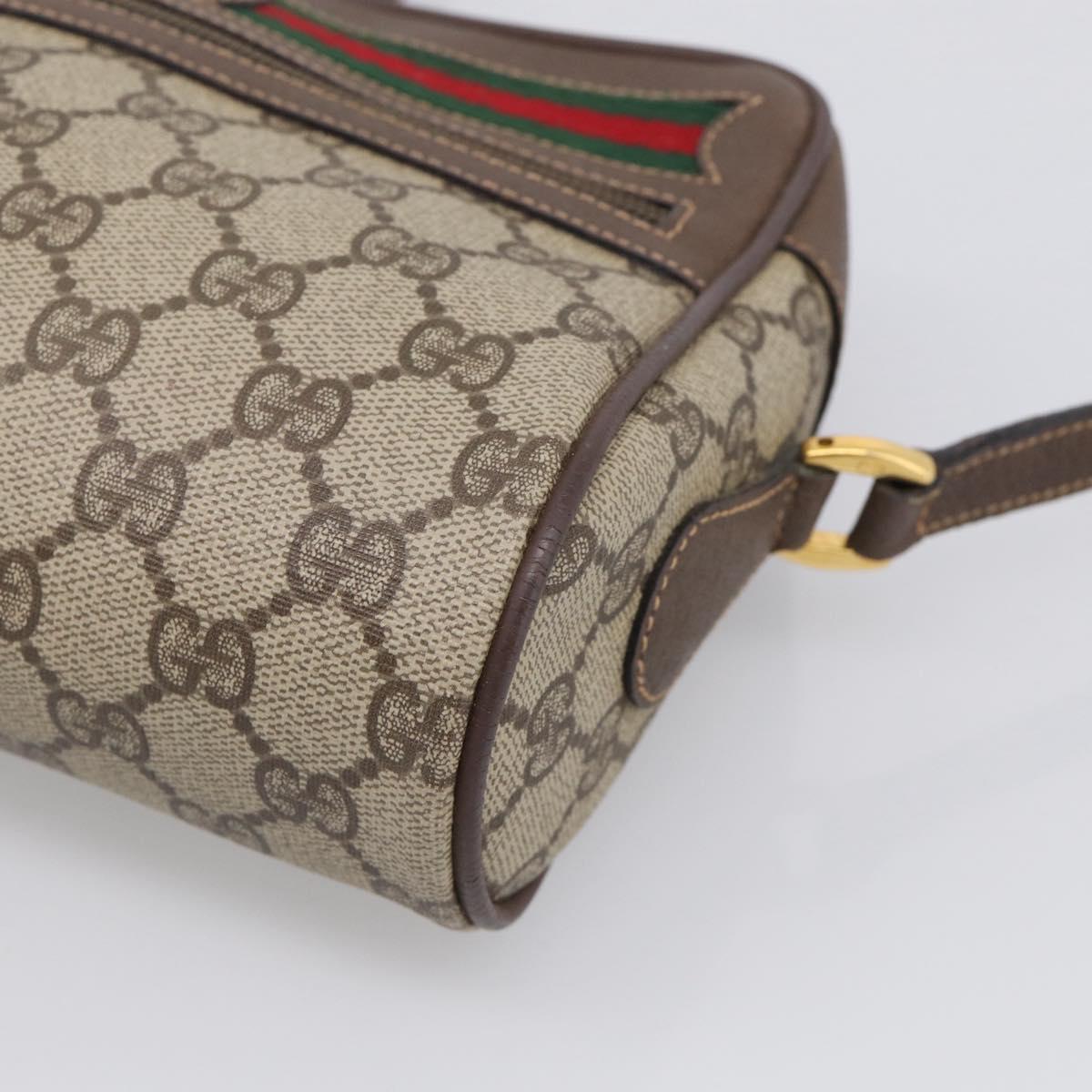 GUCCI GG Supreme Web Sherry Line Bag PVC Beige Gold 001 44 6655 Auth 213473